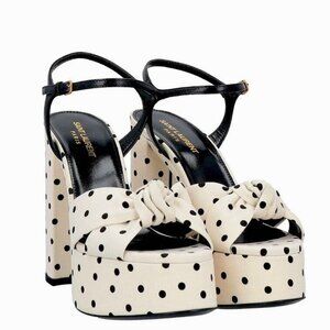 SAINT LAURENT Women's White Polka Dot Sandals